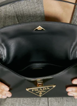 Logo Plaque Baguette Shoulder Bag