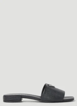 Logo Plaque Block Heel Sandals