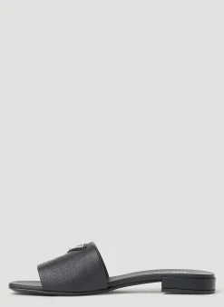 Logo Plaque Block Heel Sandals