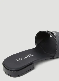 Logo Plaque Block Heel Sandals
