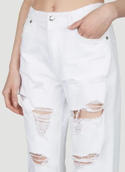 Logo Plaque Distressed Jeans