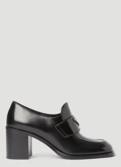 Logo Plaque Heeled Loafers