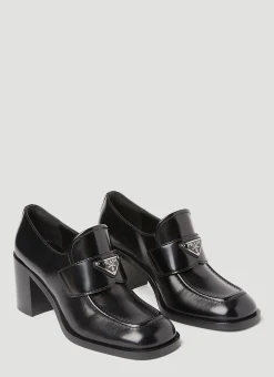 Logo Plaque Heeled Loafers