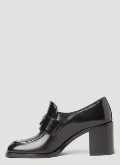 Logo Plaque Heeled Loafers