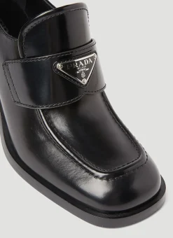 Logo Plaque Heeled Loafers