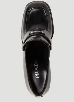 Logo Plaque Heeled Loafers