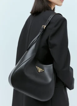 Logo Plaque Leather Shoulder Bag