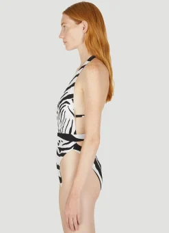 Logo Plaque Plunge Swimsuit