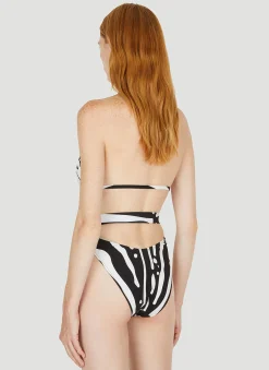 Logo Plaque Plunge Swimsuit