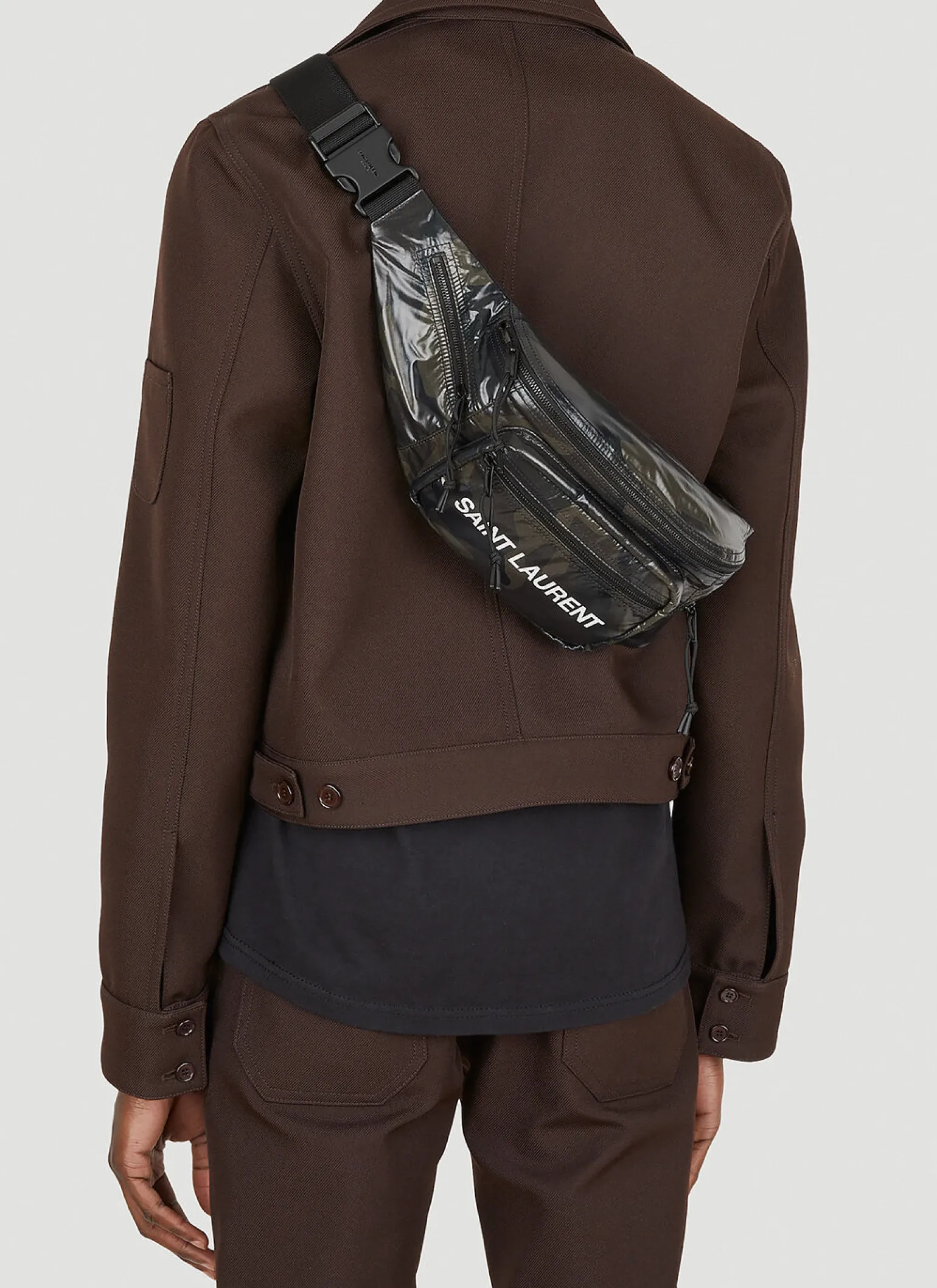 Logo Print Camouflage Belt Bag