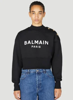 Logo Print Cropped Sweatshirt