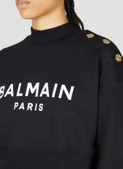 Logo Print Cropped Sweatshirt