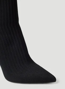 Logo Print Knit High Heel Boots