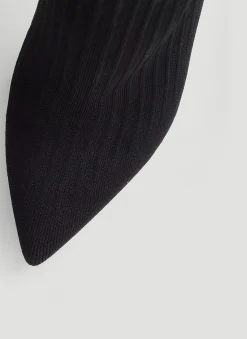 Logo Print Knit High Heel Boots