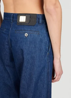 Logo Print Turn-Up-Hem Denim Jeans