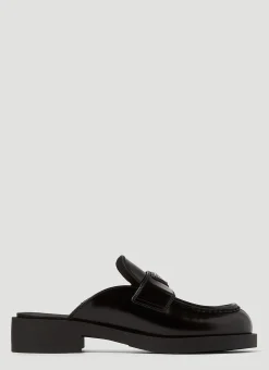 Logo-Plaque Leather Mules