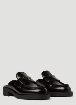 Logo-Plaque Leather Mules