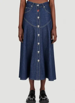 Long Flared Denim Skirt