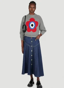 Long Flared Denim Skirt