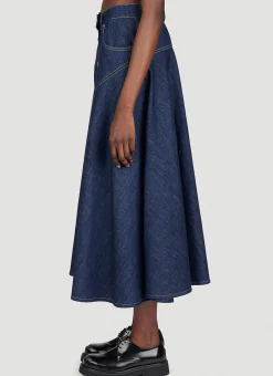 Long Flared Denim Skirt