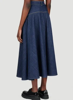 Long Flared Denim Skirt