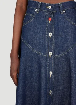 Long Flared Denim Skirt