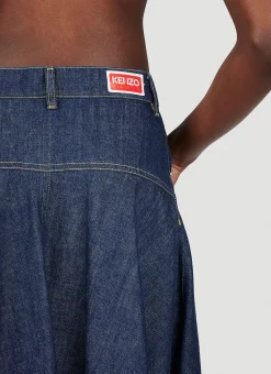Long Flared Denim Skirt