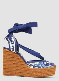 Majolica Print Espadrille Wedges