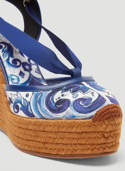 Majolica Print Espadrille Wedges