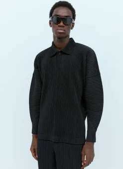 Mc August Pleated Knit Polo Shirt