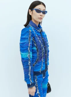 Mesh Construction Denim Jacket