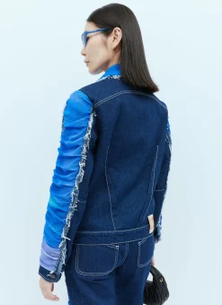 Mesh Construction Denim Jacket