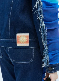 Mesh Construction Denim Jacket