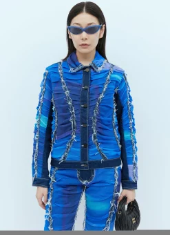 Mesh Construction Denim Jacket