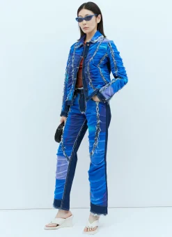 Mesh Construction Denim Jacket