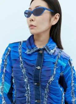 Mesh Construction Denim Jacket