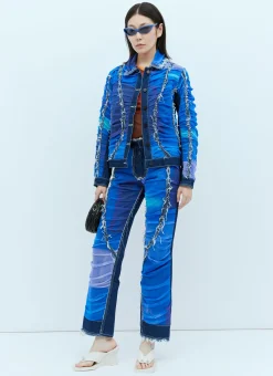 Mesh Construction Denim Jeans