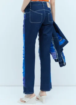 Mesh Construction Denim Jeans
