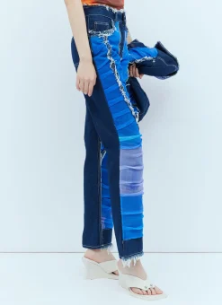 Mesh Construction Denim Jeans
