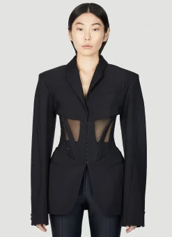 Mesh Corset Panel Blazer