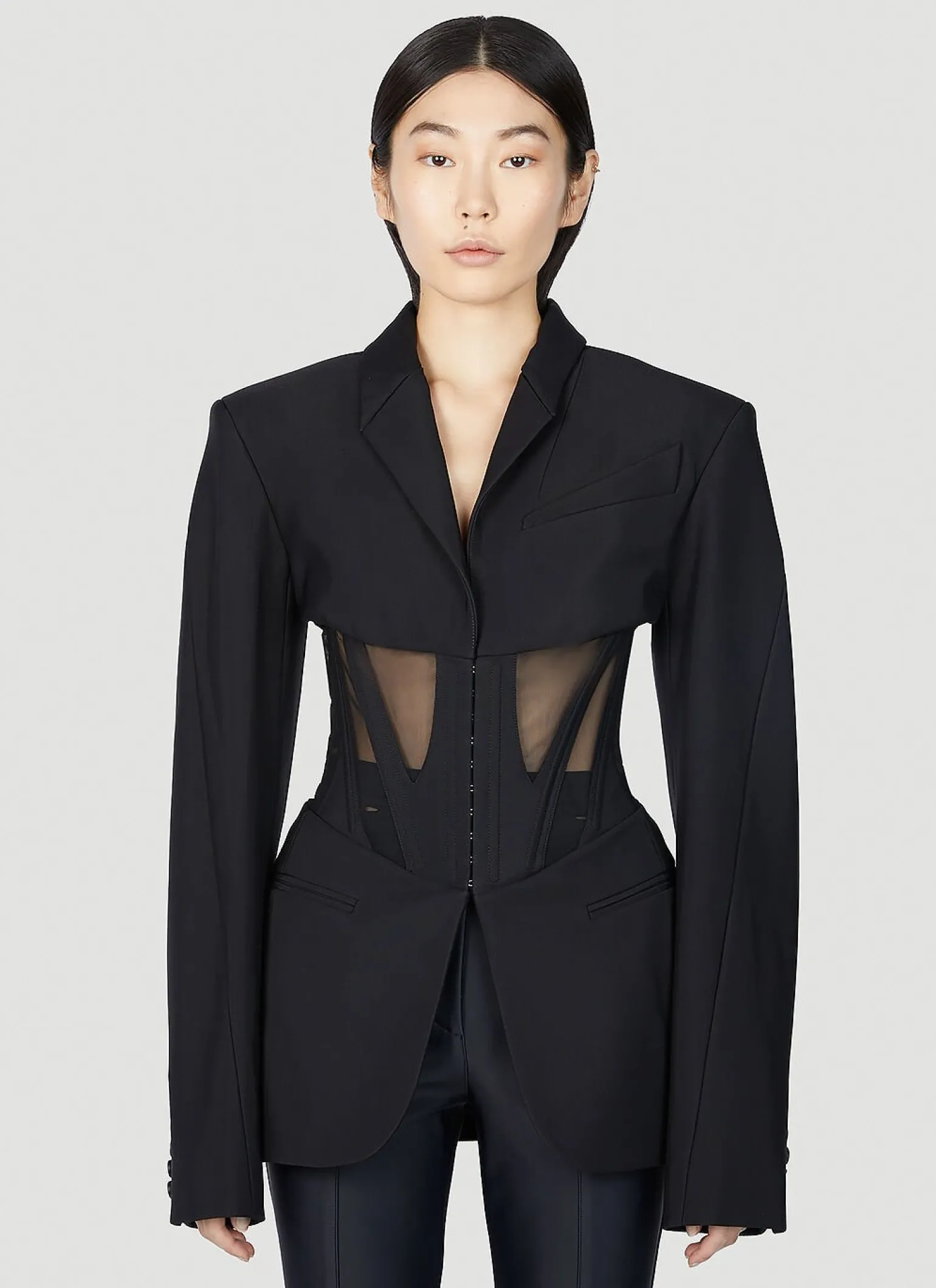 Mesh Corset Panel Blazer