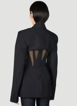 Mesh Corset Panel Blazer