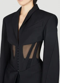 Mesh Corset Panel Blazer