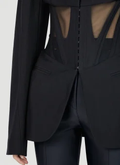 Mesh Corset Panel Blazer