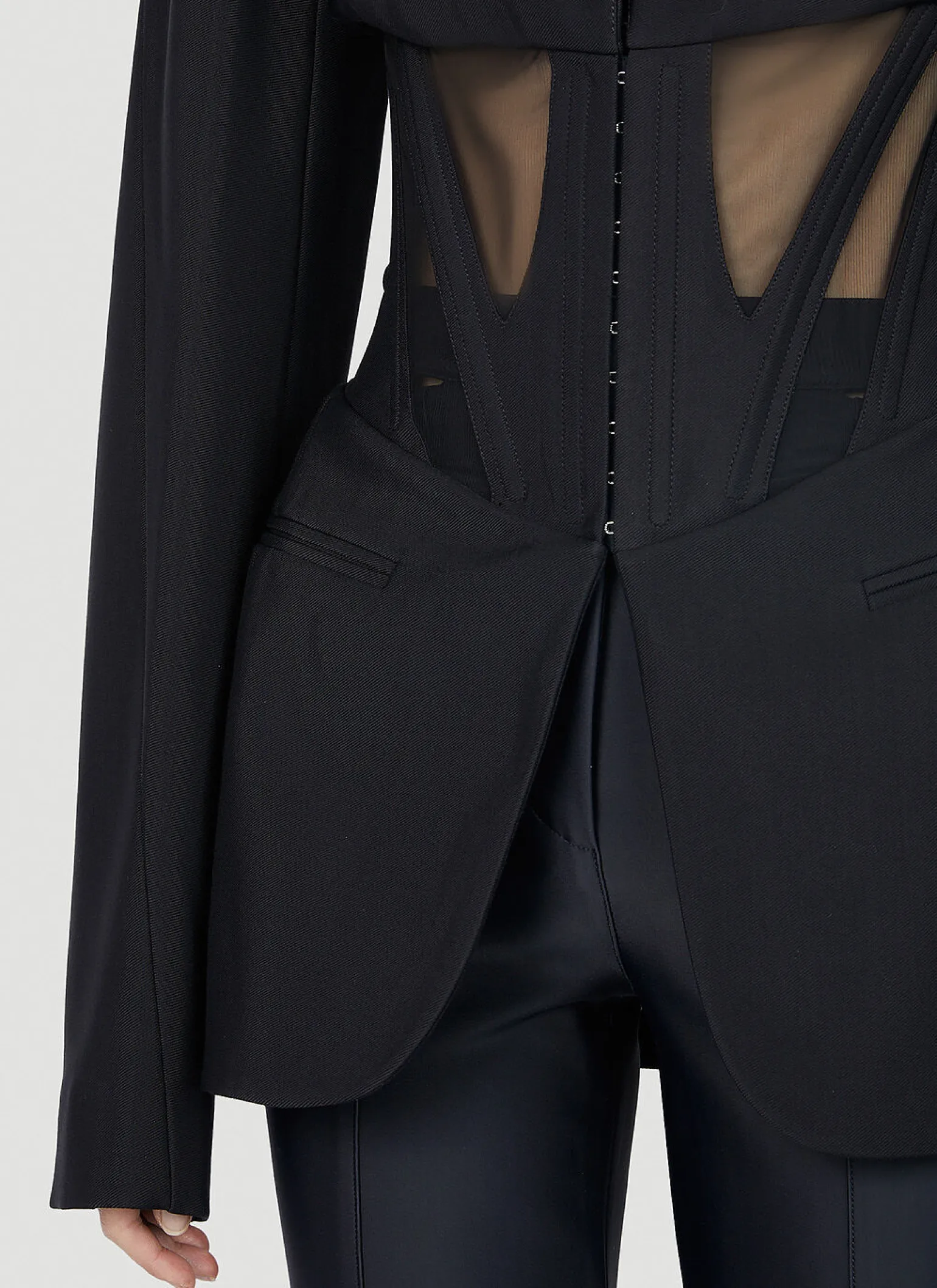 Mesh Corset Panel Blazer
