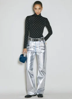 Metallic Coated Denim Jeans