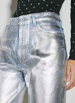 Metallic Coated Denim Jeans