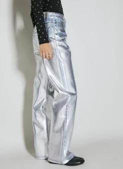 Metallic Coated Denim Jeans