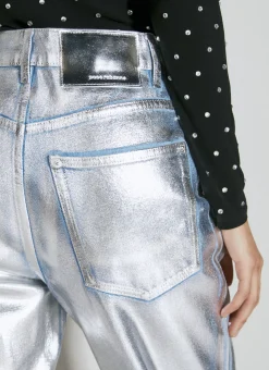 Metallic Coated Denim Jeans