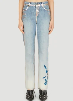 Metallic Floral Jeans